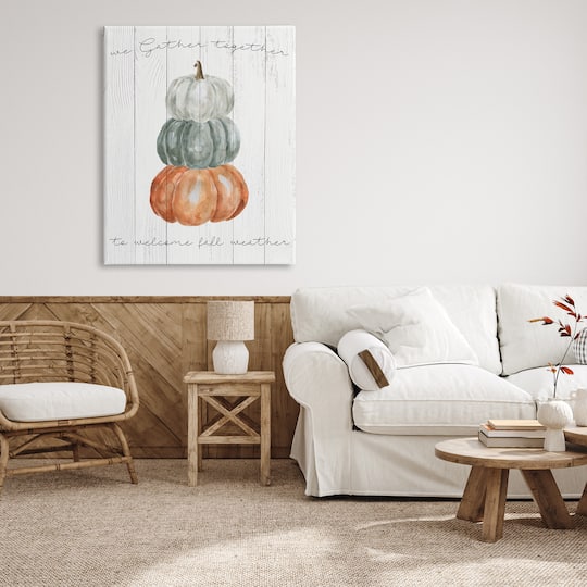 Stupell Industries Gather Together Fall Weather Pumpkins Canvas Wall Art